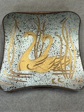 Vintage Elgin American Gold Tone Swan Compact Case